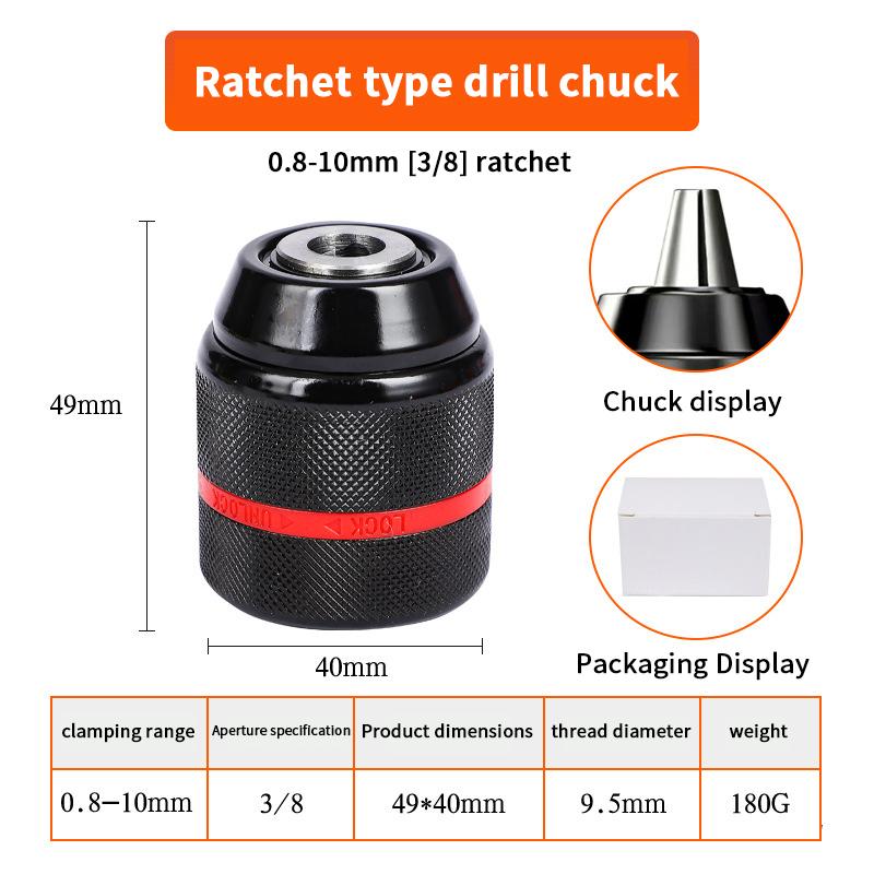 Keyless Metal Ratchet Drill Chuck,Self-Locking Chuck,10Mm 13Mm,Quick Change Conversion,For Drill Bit Taps Socket&Screwdriver
