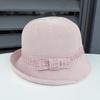 Elegant bow knitted dome basin hat women's spring and summer retro British fashion crimped bucket hat travel visor