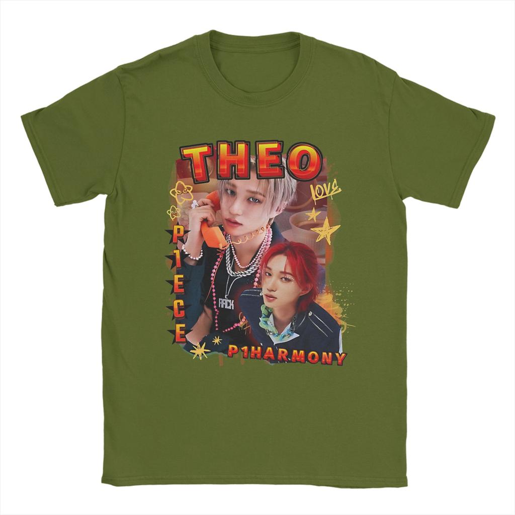 P1Harmony Theo Korean Group KPop Unisexs T Shirts  Novelty Tees Short Sleeve Round Collar TShirt 100 Cotton Gift Idea Clothes