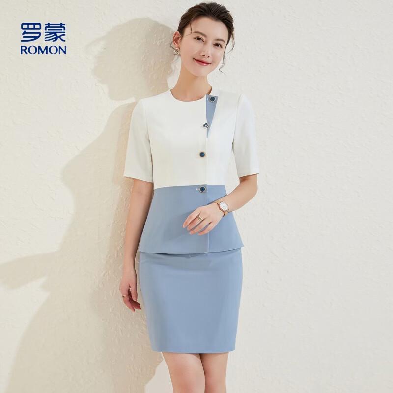 Women s Summer Patchwork Short Sleeve Professional Dress Suit S