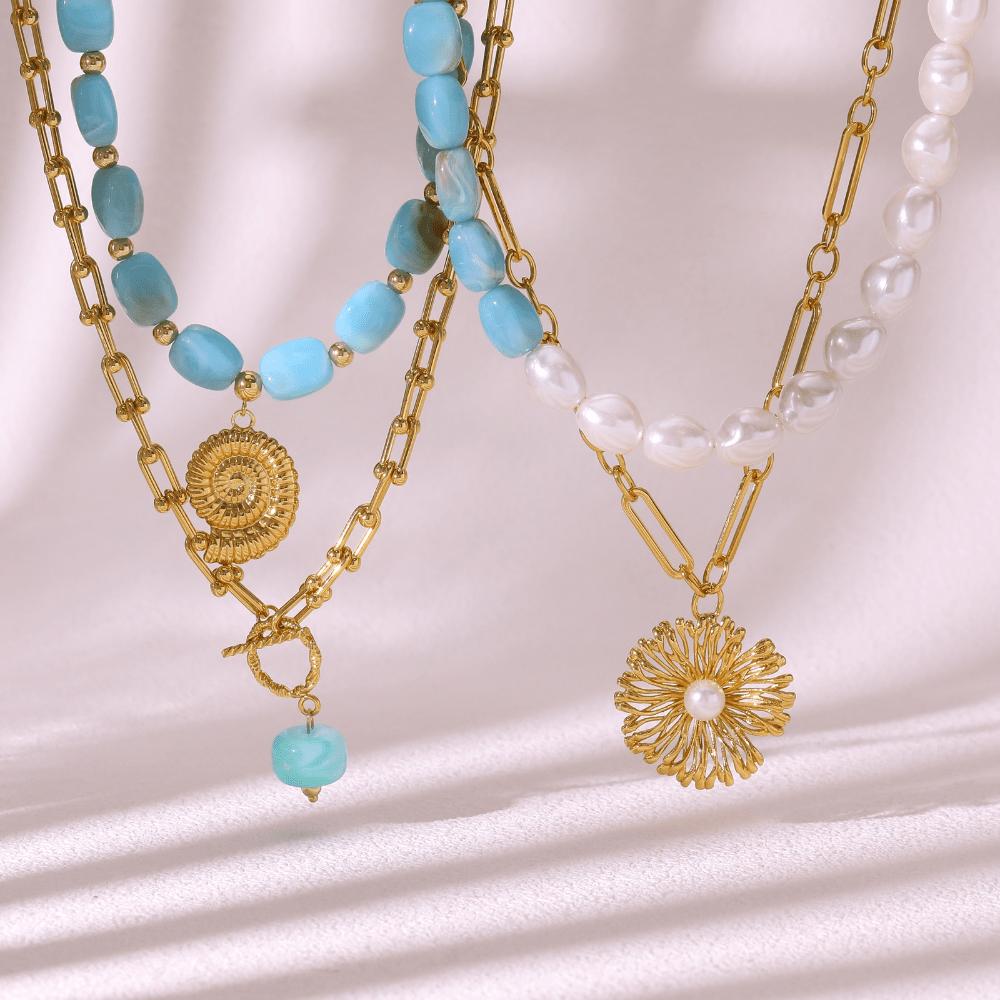 European and American Light Luxury Multi-layer Necklaces, Flower Pendants, Accessories, Fashion Trend Chains