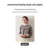 Women's Retro Fair Isle Jacquard Half-High Collar Cashmere Sweater – Loose Knit, Long Sleeve