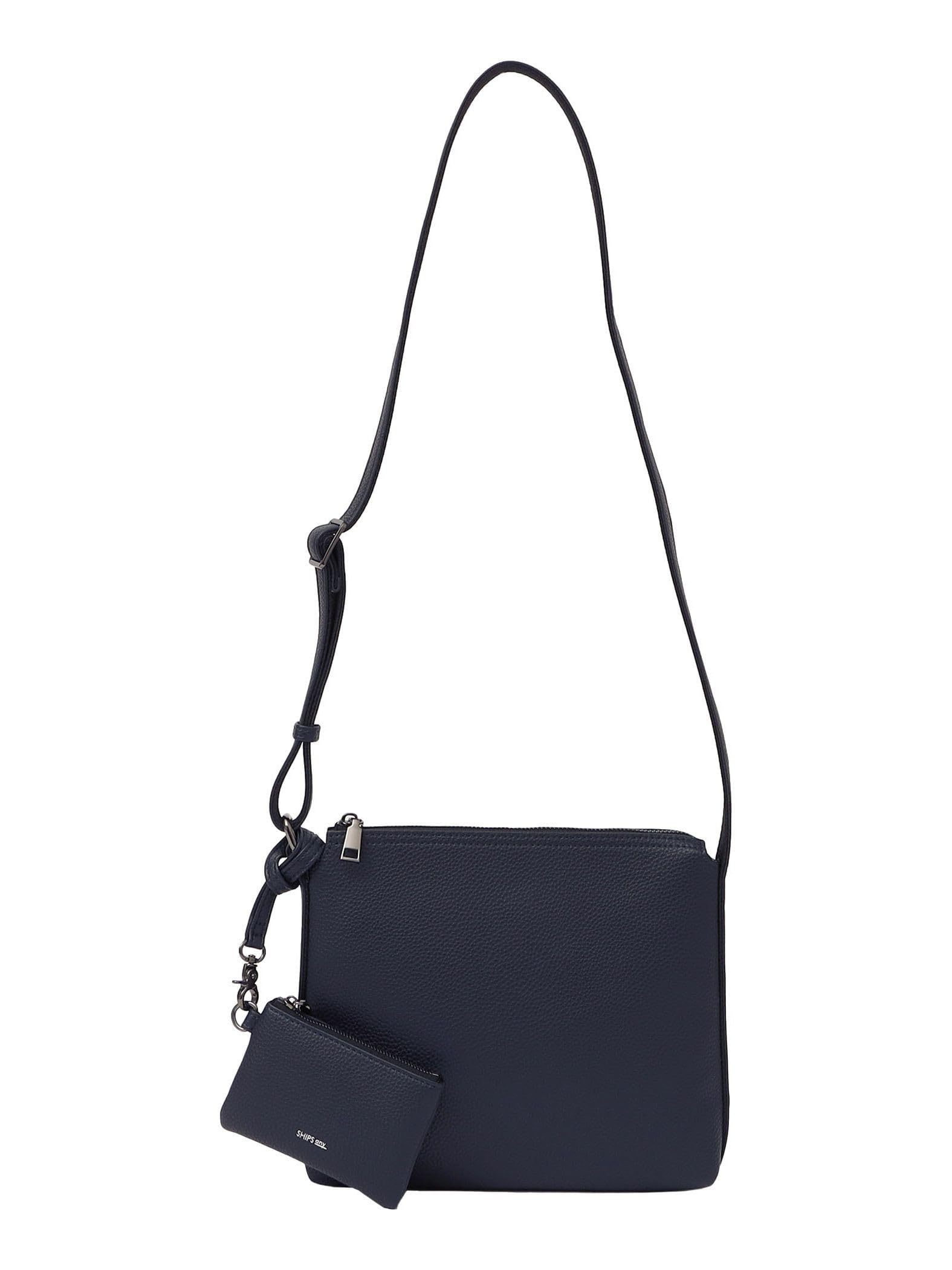 SHIPS any Split Leather Medium Shoulder Bag with Card Case, Men s, 718400015, Navy, One Size