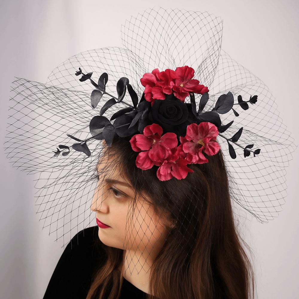 Elegant Halloween Hairpin Fashion Mesh Headpiece Creative Rose Hairpin  Halloween Party