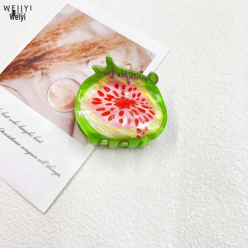 

Fresh & Fun Fruit Vegetable Acrylic Hair Claw: Cute Shark Clip for Women s Buns