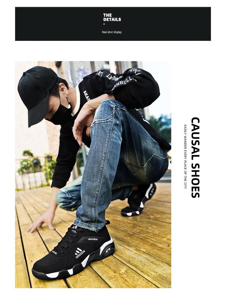 Adidas 2025 Men's Waterproof Leather & Mesh Running Shoes - Casual, Trendy, Versatile, Lightweight, and Official.