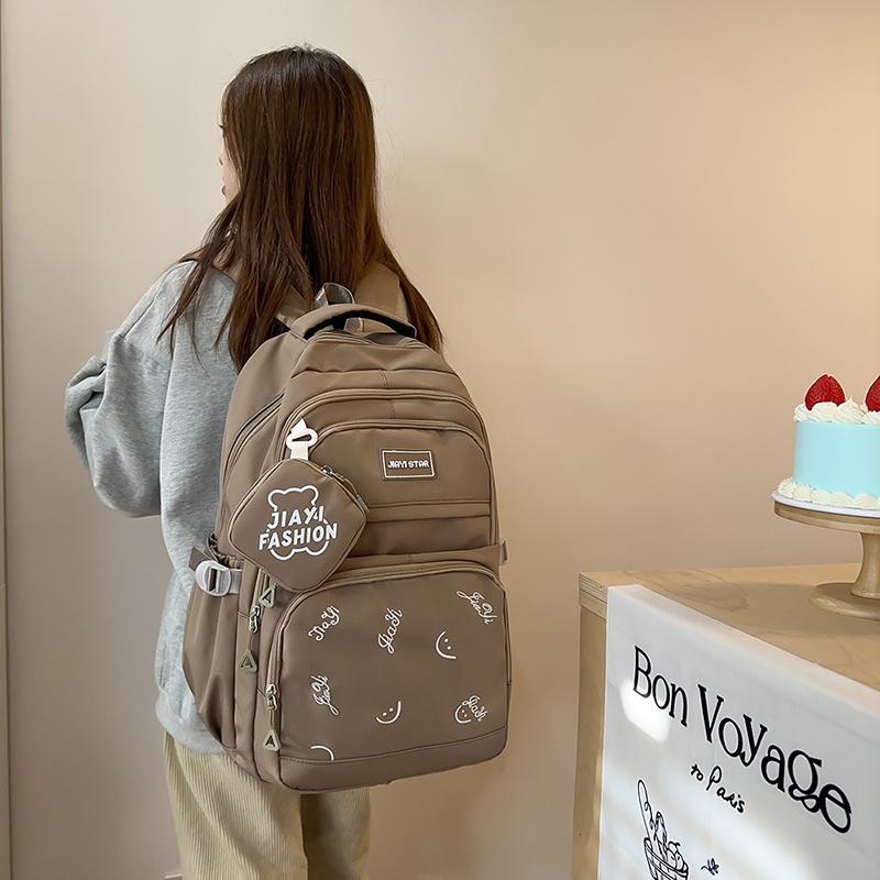 Print Backpack Middle School Student Schoolbag Large Capacity Backpack with Coin Purse