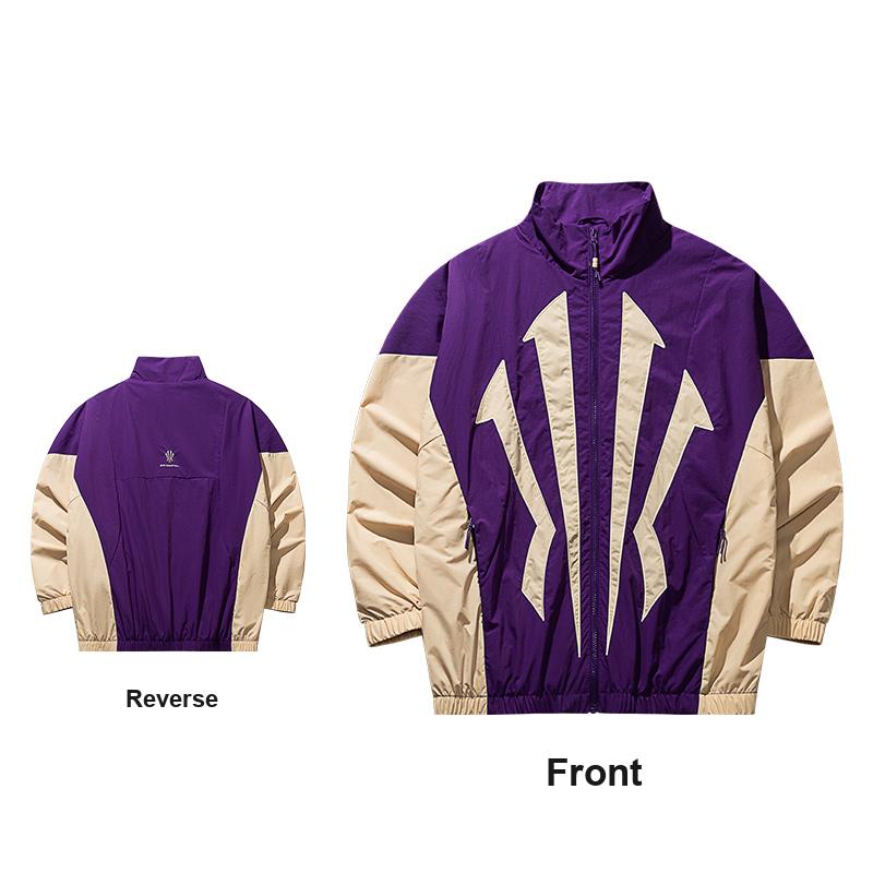 Anta Letter Print Woven Sports Simple Casual Versatile Stand Collar Zipper Jacket Unisex Jacket Water-Chestnut-Purple 172511605N-5