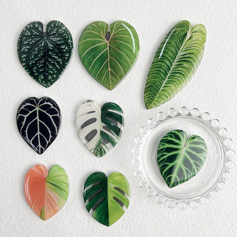 Plant Leaf Pattern Acrylic Refrigerator Magnets - Soft, Magnetic, Decorative Patches