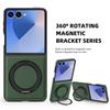 KEYSION 360° Rotating Magnetic Ring Stand PU Leather Case for MagSafe for Samsung Z Flip 7 5G 7 SE Wireless Charging Phone Cover