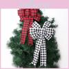 Large Christmas Bow Holiday Decoration Red Plaid Bow For Festive Tree Ornament