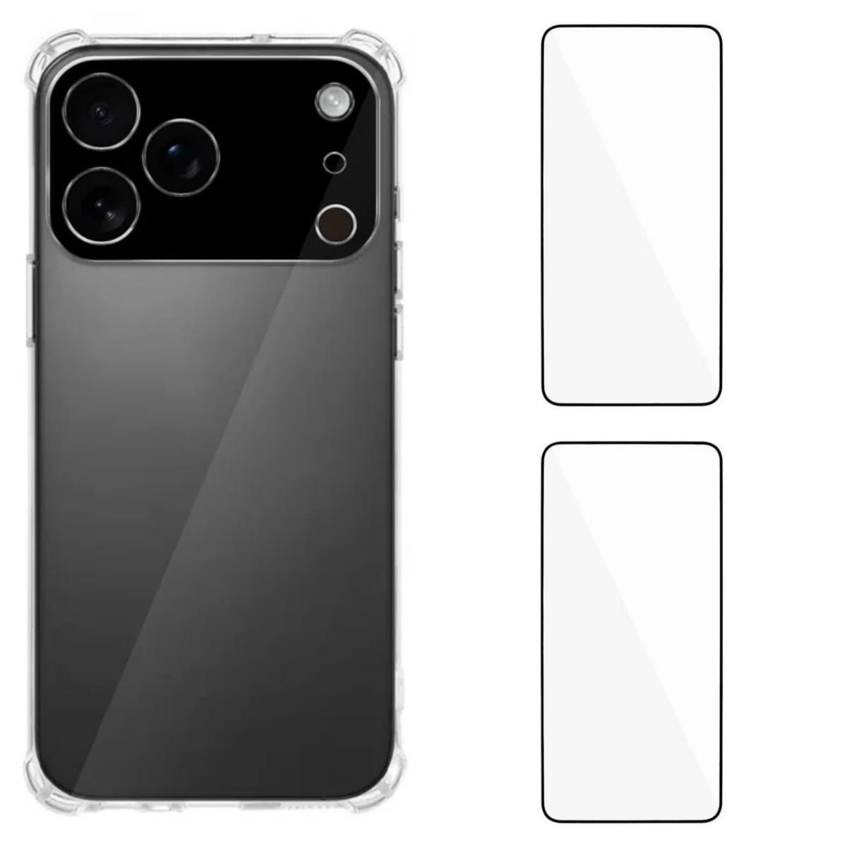 

For iPhone 17 Pro TPU Case WANLONFENG WL3 Series 1.5mm Phone Cover with 2Pcs Tempered Glass Films Transparent