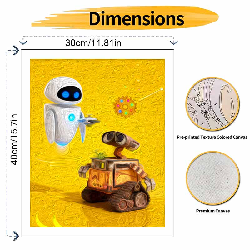 Disney Robot Love Oil Paint Digital Painting Art Kit FillIn Painting Home Decor