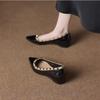 Fashion New Spring Rivet Pointed Toe Flat Shoes Women's Shallow Mouth Inside Heightening Versatile Soft Sole Single Shoes