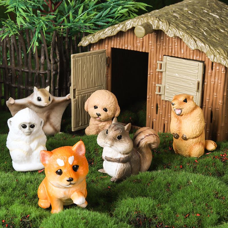 Solid Cute Animal Models: Squirrel, Shiba Inu, Teddy, Hamster, Panda, Flying Squirrel Car/Desktop Ornaments