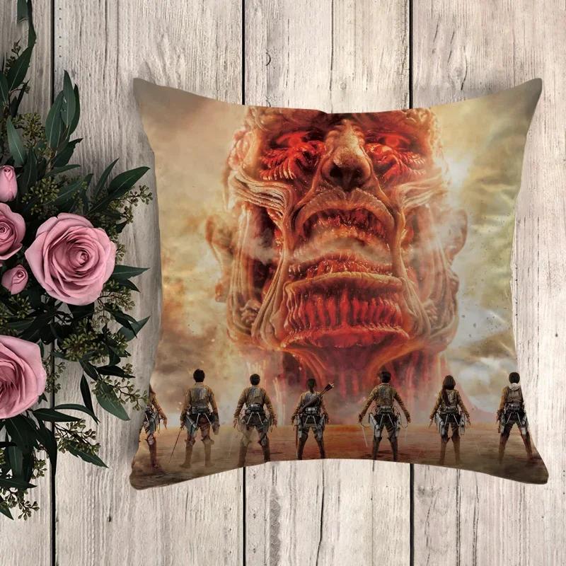 Anime Pillow Attack On Titan Cushion Covers for Bed Pillows Decorative Pillowcases  Fall Decor Pilow Cases Pillowcase