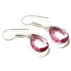 Pink Kunzite Pear Shape Gemstone Earrings Engagement Gift Handmade Jewelry 1.20"