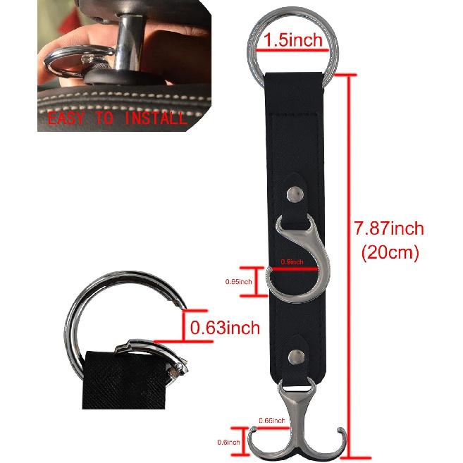 Headrest Hooks For Car Back Seat Organizer Black Faux Leather Hanger Holder Hook, For Hanging Purses And Bags And Coats Grocery Bag Umbrellas Handbag