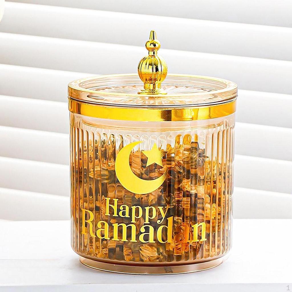 Eid Mubarak Candy Jar Food Organizer with Lid Multi-Purpose Storage Box