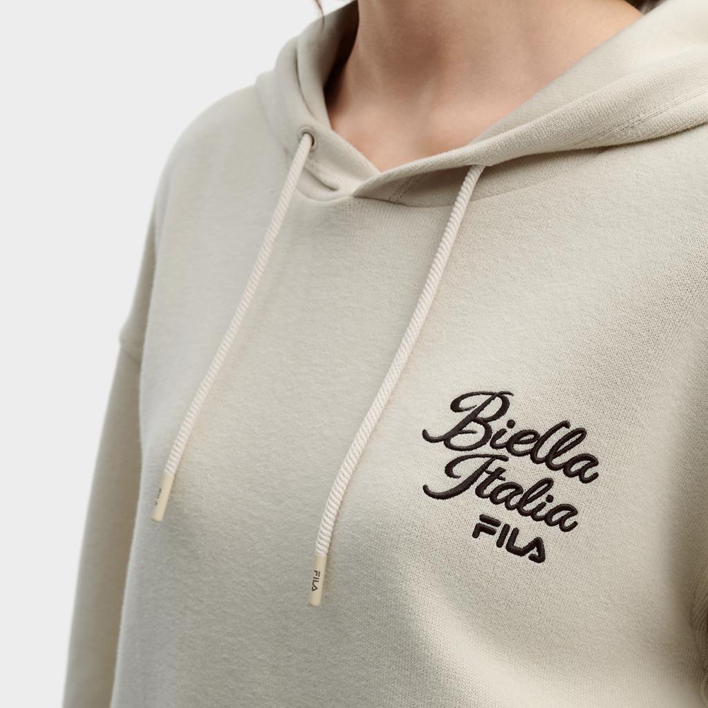 FILA Original Fashionable Personality Trendy Minimalist Retro Sports Casual Comfortable Versatile Hoodie Women hoodies Almond Khaki F11W619212FBG
