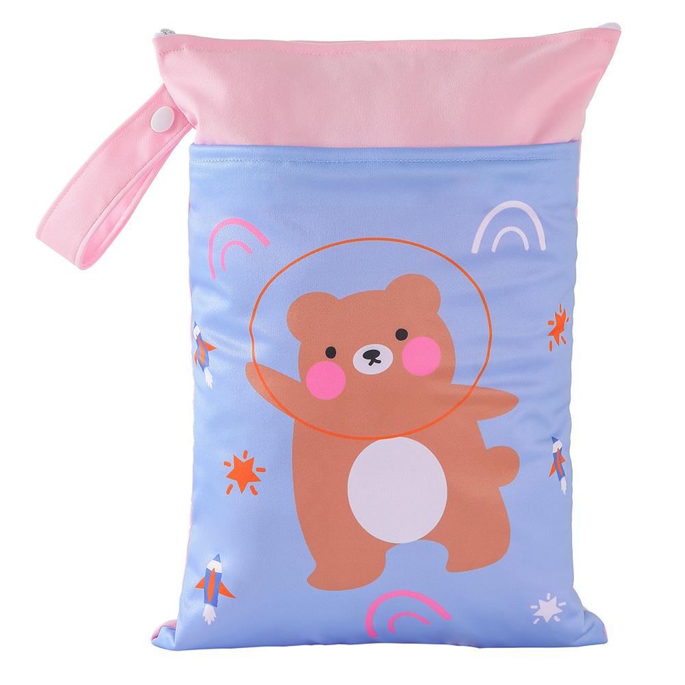 Special Offer Promotion Series 25*35cm Carton Wet Bags Polyester Waterproof Swimsuit Bag Double Pocket Baby Diaper Dry Wet Bag
