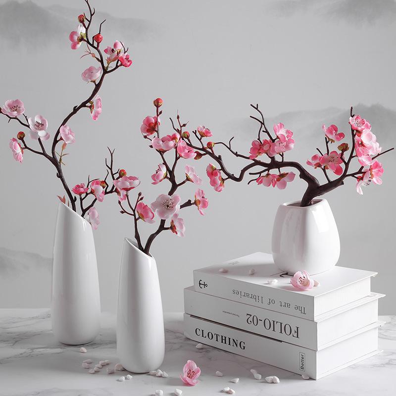 Wintersweet Bonsai Arrangement: Artificial Plum & Peach Blossom Branches for Indoor Living Room Decor