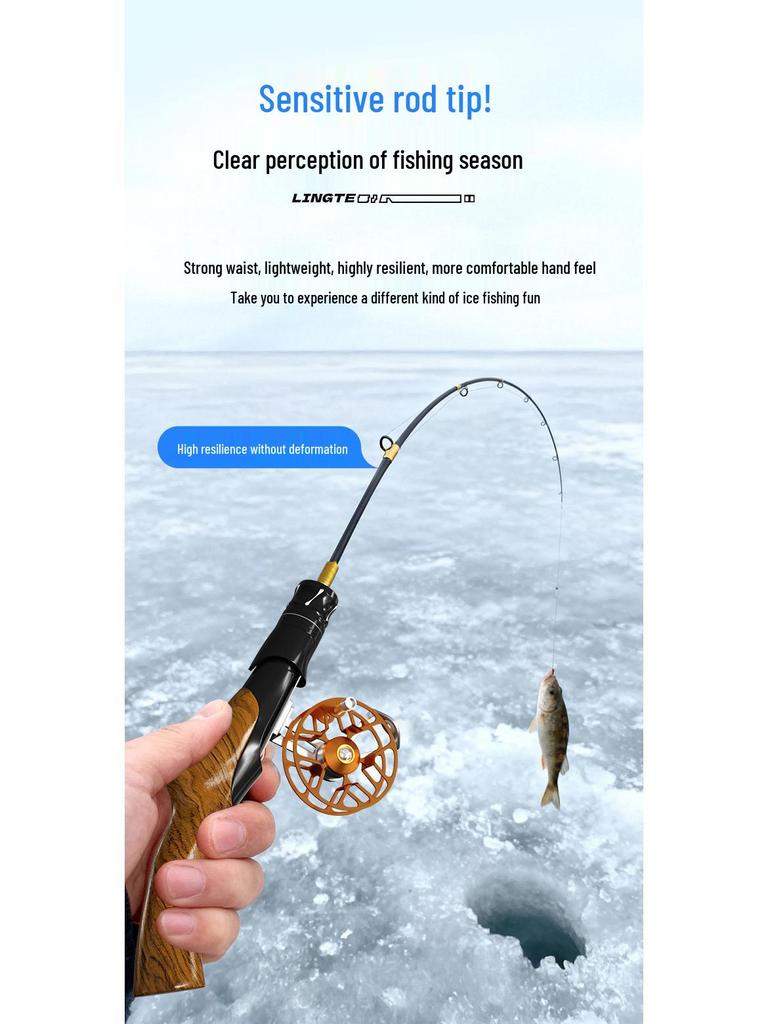 Tragbares Winter-Eisangelruten-Set mit weichem Rutenende und flacher Spitze