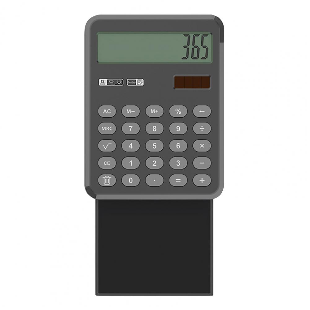 

Креативный цифровой планшет для письма, калькулятор, многофункциональный выдвижной ЖК-дисплей, доска для рукописного ввода на солнечной батарее, 12-значный калькулятор для офиса серый