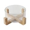 1 Pcs. Glass Kitchen Creative Kitchen Mixing Salad Bowl for Pasta Bowl for Pasta Serving Bowl with Wooden Base | Bowls