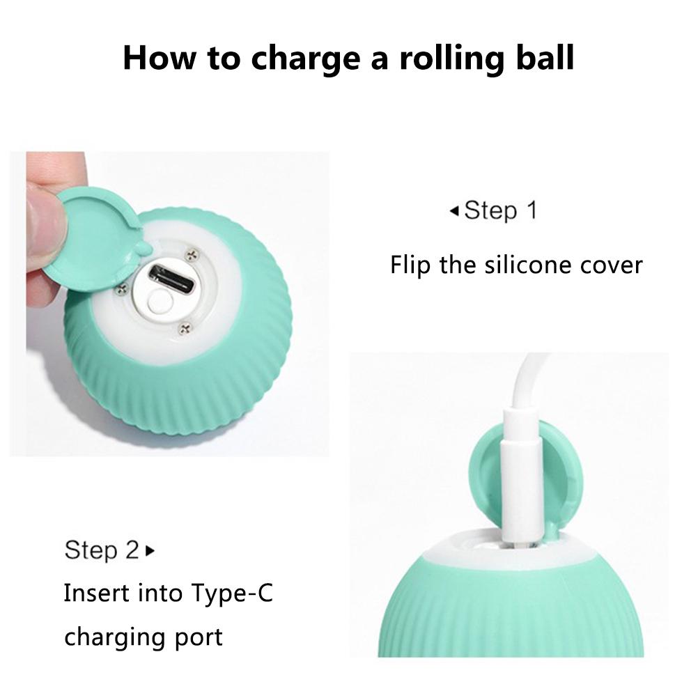 Interactive Cat Toys Balls USB Rechargeable Pet Toy Automatic Cat Ball with LED Light Kitten Toys