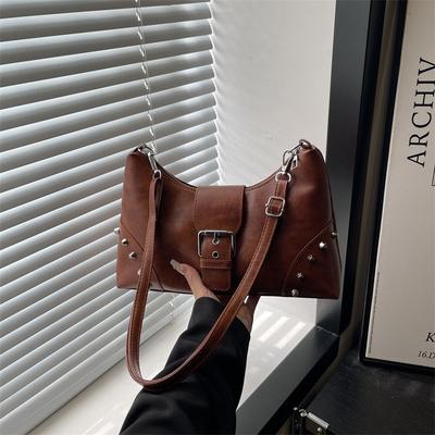 Sac rétro riveté grande capacité pour femme, nouveau sac à bandoulière croisé décontracté automne-hiver, sac de travail texturé en forme de ravioli