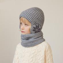 3Pcs Kids Winter Cold Protection Hat Scarf Set Ski Child Beanies Cap Boys Girls Warm Fleece Neck Ears Glove Kid Bonnet Cap 4-10