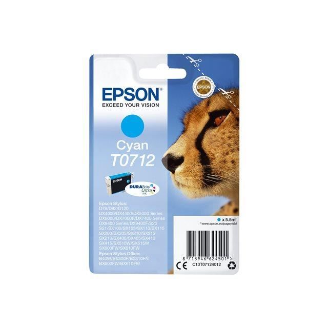 EPSON Cartouche d'encre T0712 Cyan - Guépard (C13T07124012)