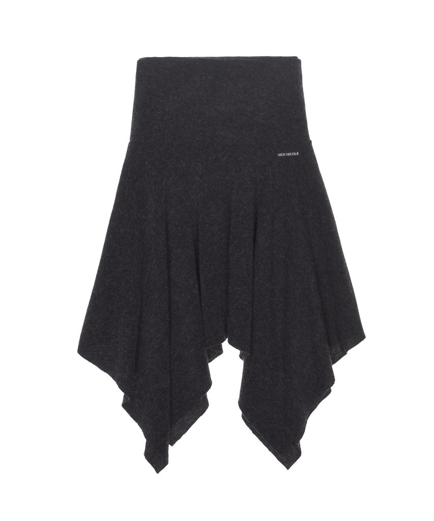 Nigaennikol Asymmetric Hem Wool Skirt_Charcoal