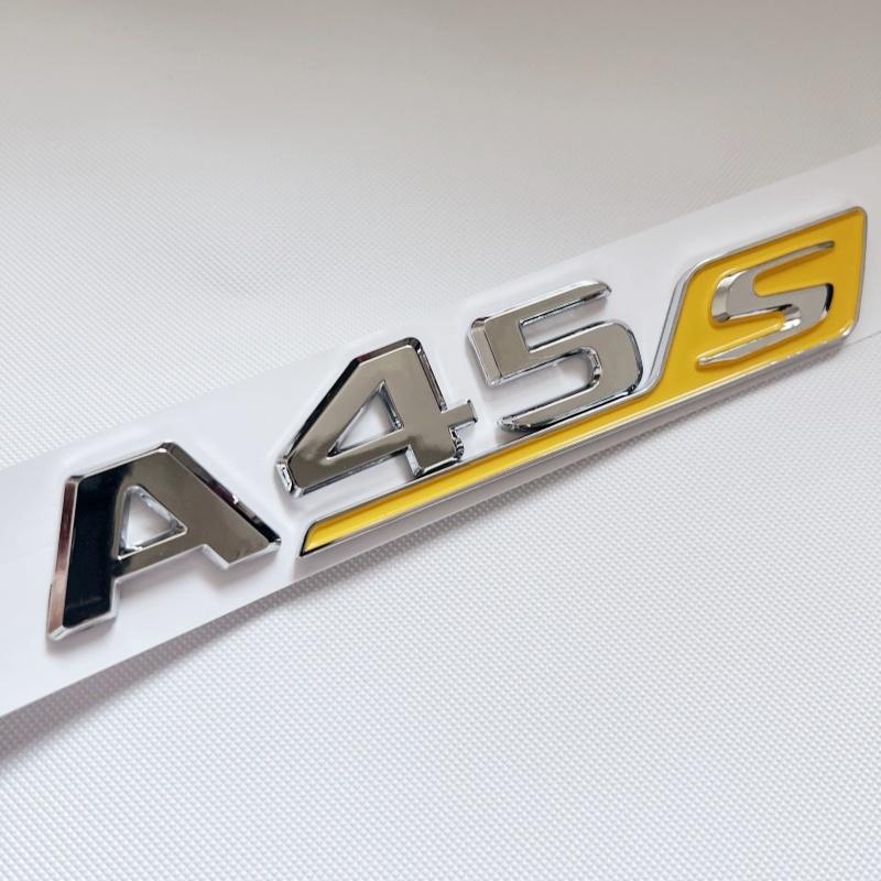 

3D ABS Chrome Black Red Letters Car Trunk Badge Sticker For Mercedes Benz A45 AMG W177 W176 A45S Emblem Logo Auto Accessories