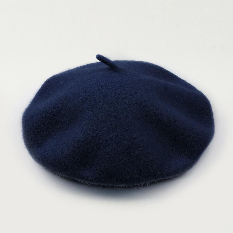 Dámský fialový vlněný baret: Klobouk se širokou krempou, Vintage britský, korejský a japonský styl pro podzim/zimu