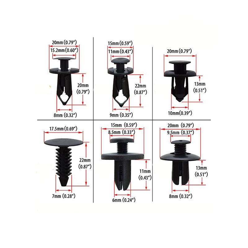 Car Retainer Clips Plastic Fasteners Kit 6 Size Auto Push Pin Rivets Set Body Bumper Push Rivet Clips Car Interior Accessories