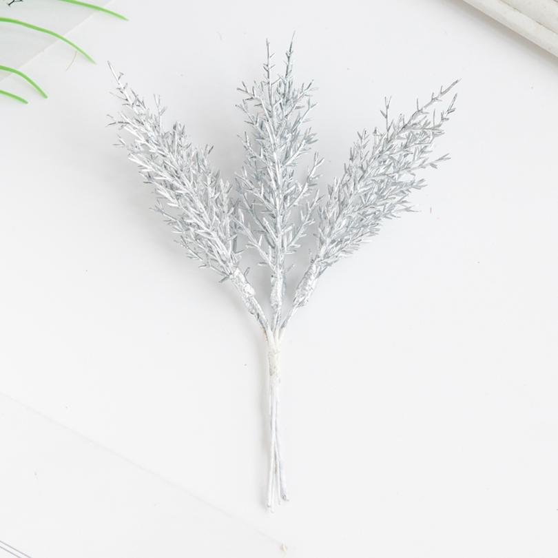 5/10Pcs Artificial Plant Golden Silvery Branch Christmas Tree Wreath Homes Wedding Accessory High Quality Artistic Decoration