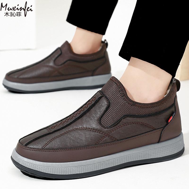 Modische Herren-Baumwollschuhe, Winter-Neuer Stil, Outdoor-Freizeit, bequem und warm. Ein-Fuß-Stiefel mit dickem Samt und Schneestiefel