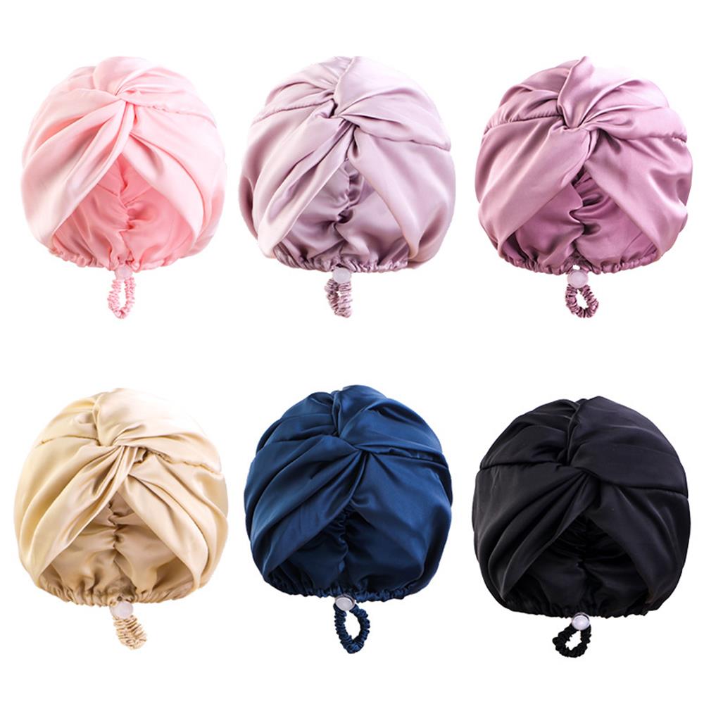 Reine Seide Turban-Hauben für Damen Satin Schlafhaube Hut Doppellagig Gedrehter Haarwickel Verstellbarer Seiden-Kopfwickel Haube