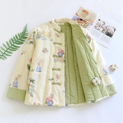 Winter Handmade Cotton Jacket Lady'S Thickened Warm Jacket Chinese Style Disc Button Jacket Cotton Jacket
