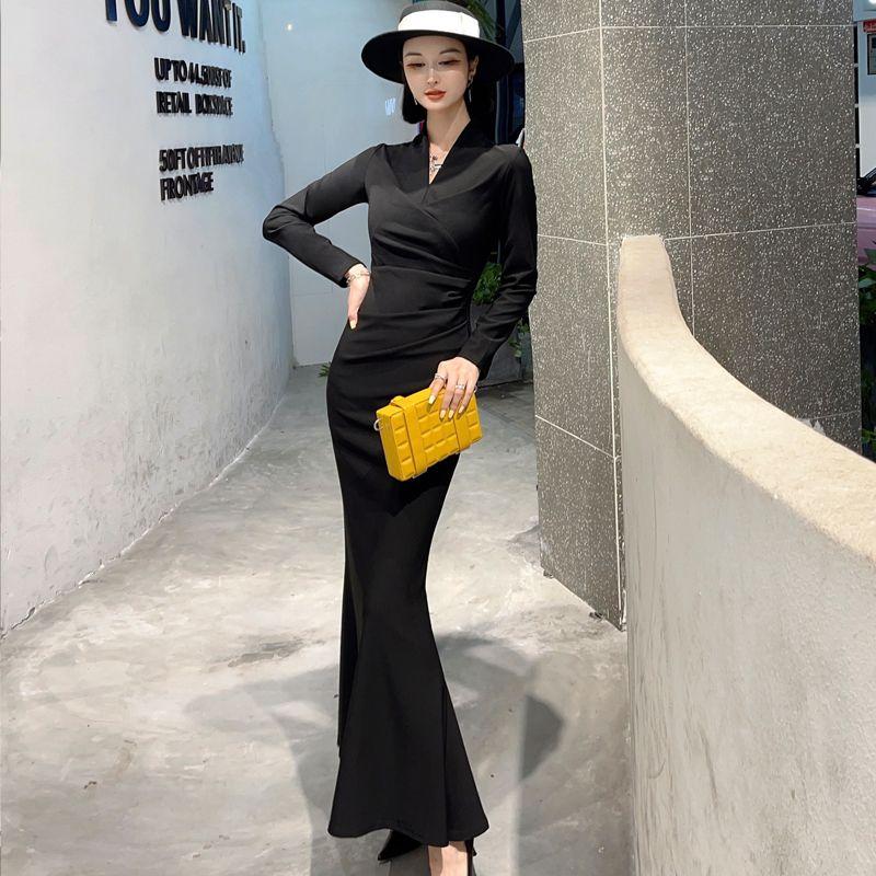 

Осень и Зима Потрясающее Шикарное Уникальное Элегантное Роскошное Платье Black L