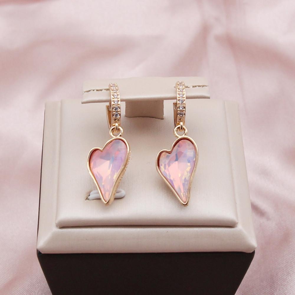 New Luxury Gradient Color Irregular Heart Shape Dangle Earrings for Women Cubic Zirconia Jewelry Party Accessories