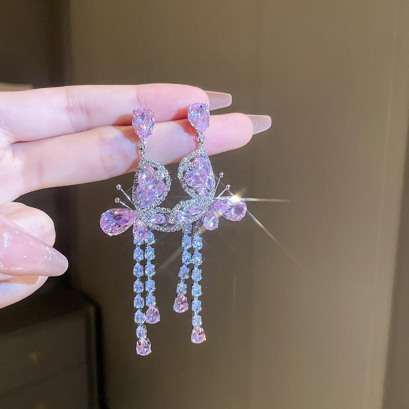 Retro High-End Silbernadel Diamantbesetzte Blumenohrringe, Europäische und Amerikanische Übertriebene Temperamentsohrringe, Leichter Luxus Nischenohrringe