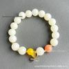 Temple Style 18-Seed Bodhi and White Jade Blessing Plaque Bracelet