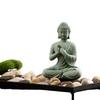 Antique Green Sandstone Buddha Statue: Zen Craftwork Water Feature for Home Decoration & Chinese Tea Pet Ornament.
