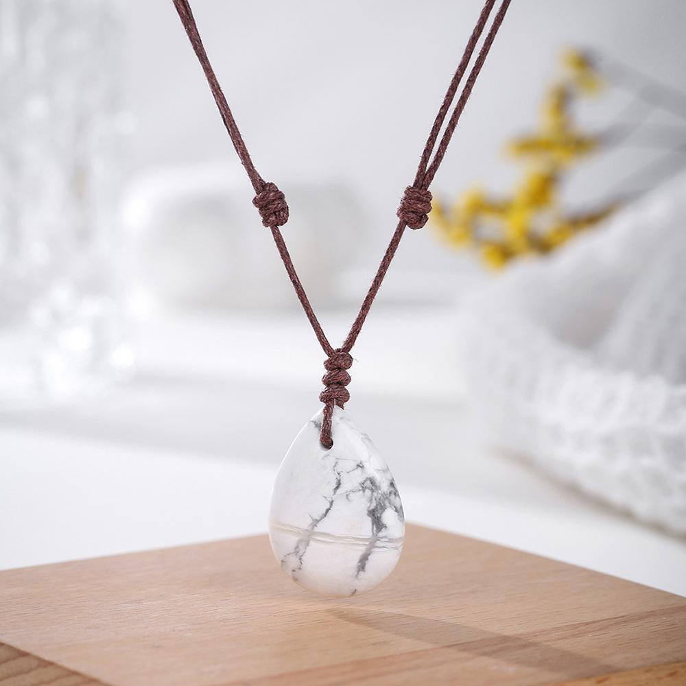 Natural crystal pendant, amethyst necklace, hand woven, water droplet jewelry