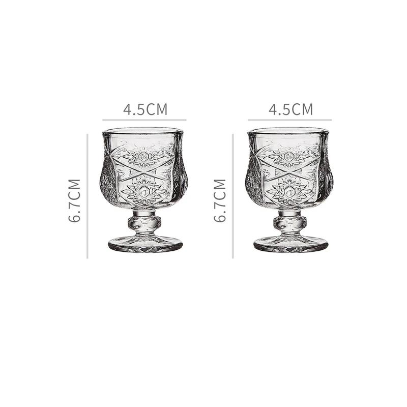 50ml High End Carved Cocktail Glass Retro Glass Cup Red Wine Cup Personalized Sweet Wine Cup Transparent Bar Exquisite Glassware 50ml 2pcs