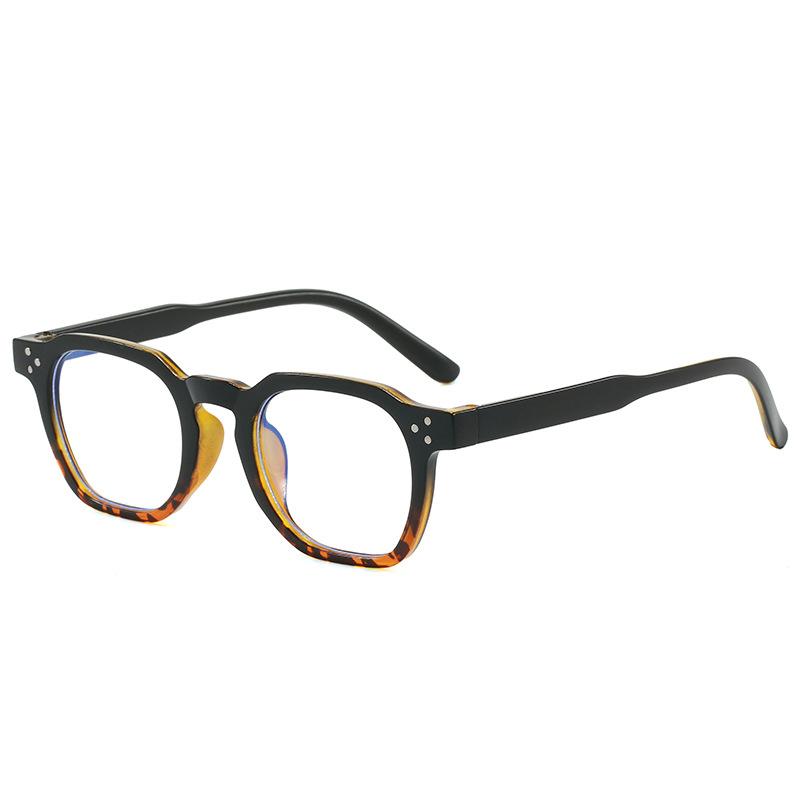 

SO&EI Ins Popular Fashion Square Rivets Women Yellow Blue Gradient Lens UV400 Sunglasses Men Clear Frame As the picture
