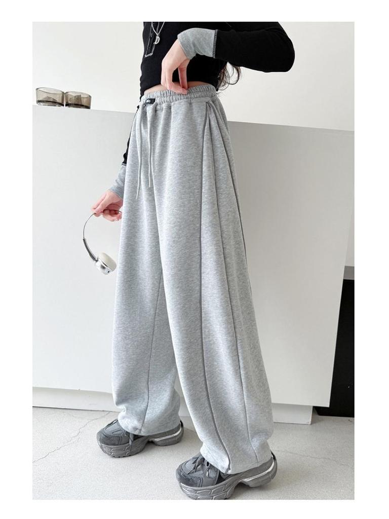 Jesień 2025 Spodnie szarawary ze sznurkiem dla dziewcząt: Codzienne spodnie z szerokimi nogawkami dla średnich i dużych dzieci, idealne na wiosnę i jesień.